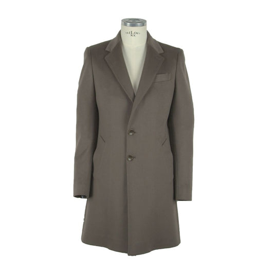 Made in Italy Elegant Italian Wool Coat in Rich Brown Hue