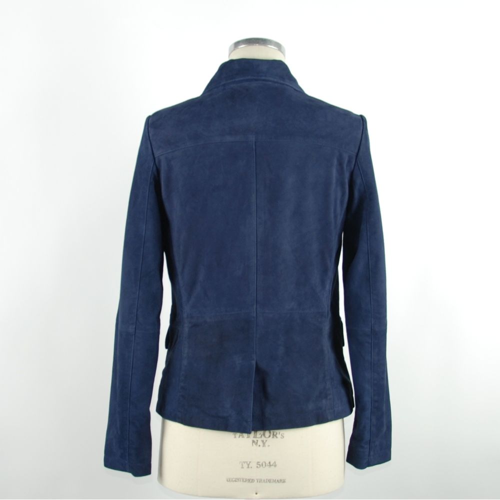 Emilio Romanelli Blue Leather Women Jacket