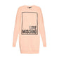 Love Moschino Chic Pink Sweatshirt Dress with Eco-Leather Logo