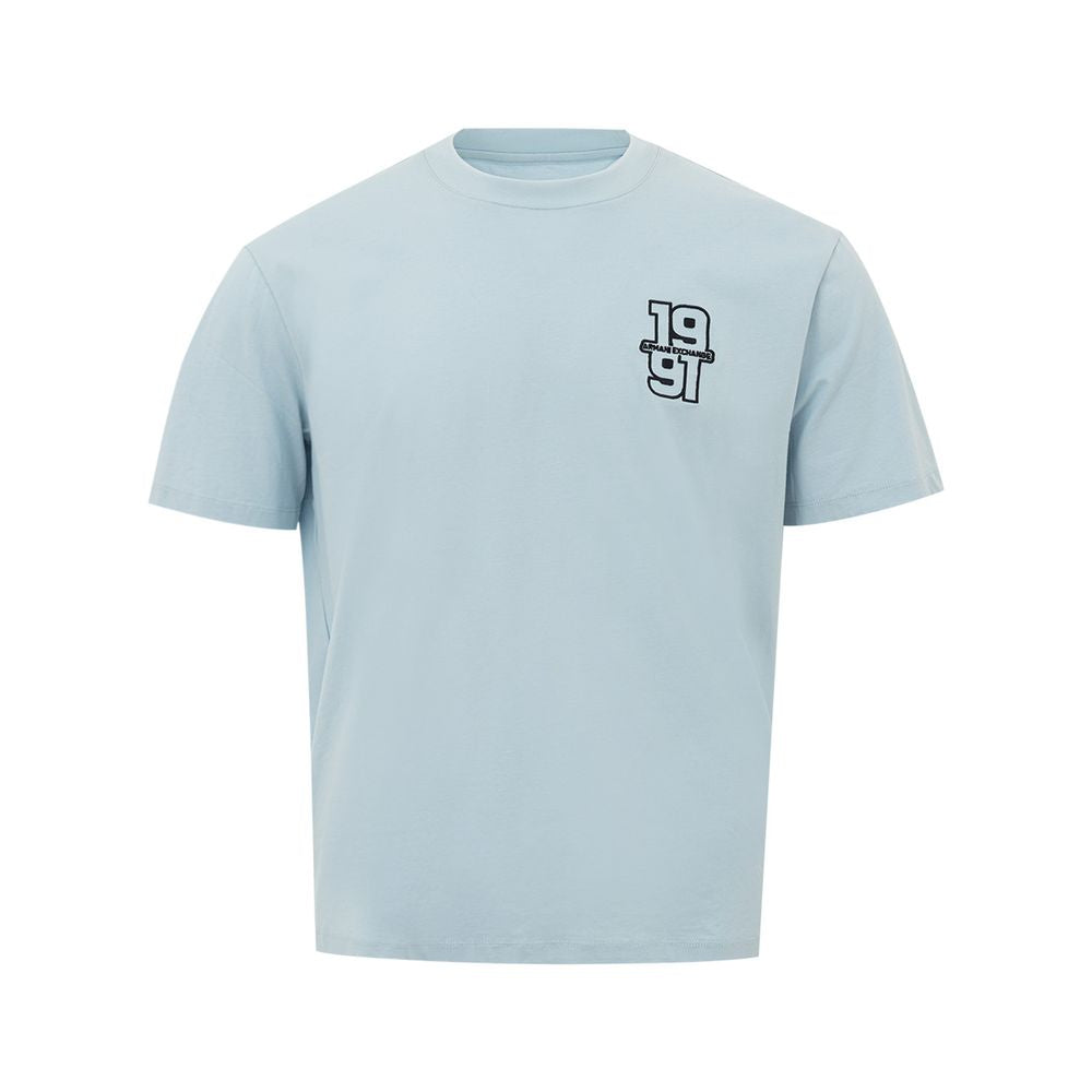 Armani Exchange Light Blue Cotton Tee for the Modern Man