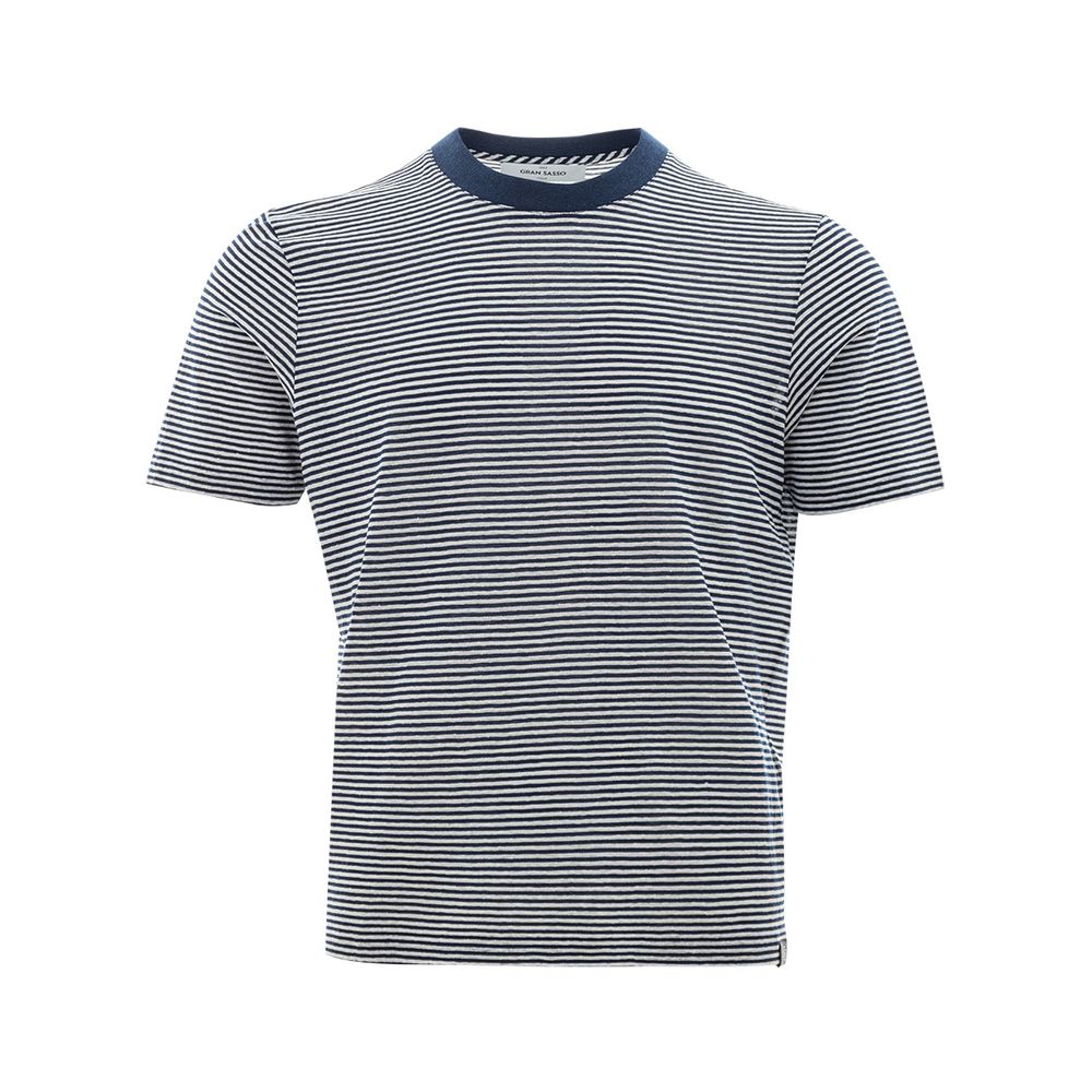 Gran Sasso Elegant Blue Linen-Cotton Blend T-Shirt