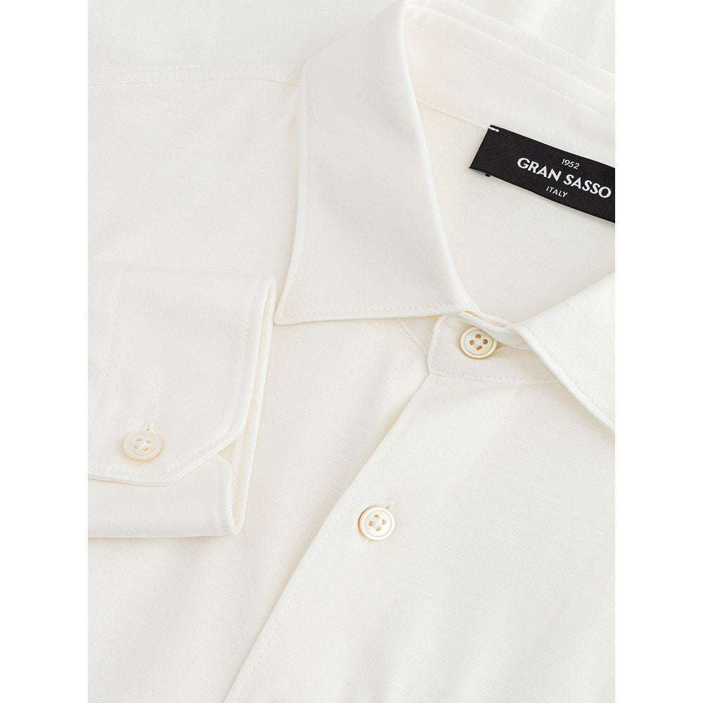 Gran Sasso Elegant White Silk-Cotton Blend Shirt