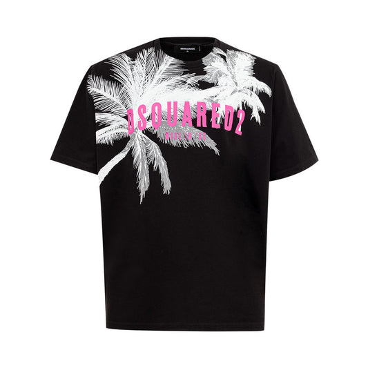 Dsquared² Sleek Black Cotton Tee for the Modern Man