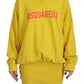 Dsquared² Yellow Logo Print Cotton Crewneck Pullover Sweater