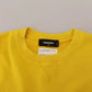 Dsquared² Yellow Logo Print Cotton Crewneck Pullover Sweater