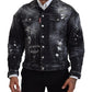 Dsquared² Gray Tie Dye Full Button Pockets Denim Jacket