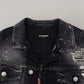 Dsquared² Gray Tie Dye Full Button Pockets Denim Jacket