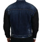 Dsquared² Blue Denim Black Sleeves Men Jacket Cotton Bomber