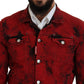 Dsquared² Red Black Tie Dye Collared Men Denim Jacket