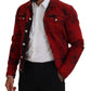 Dsquared² Red Black Tie Dye Collared Men Denim Jacket