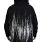 Dsquared² Black White Print Long Hooded Coat Nylon Jacket