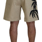 Dsquared² Beige Cotton Logo Printed Above Knee Shorts