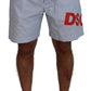 Dsquared² Light Blue Striped Printed Logo Print Casual Shorts