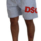 Dsquared² Light Blue Striped Printed Logo Print Casual Shorts