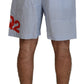 Dsquared² Light Blue Striped Printed Logo Print Casual Shorts