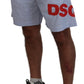 Dsquared² Light Blue Striped Printed Logo Print Casual Shorts