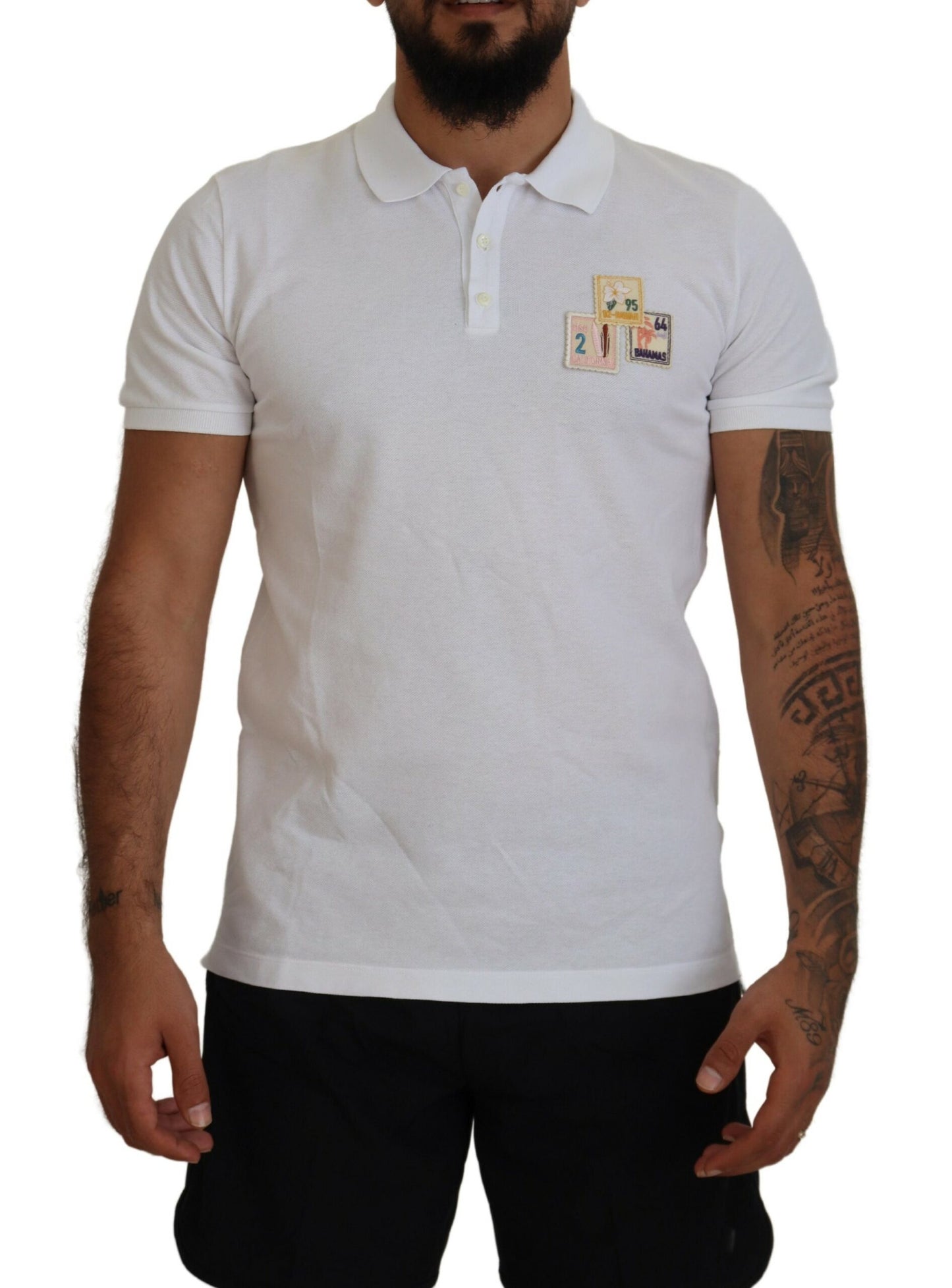 Dsquared² White Cotton Short Sleeves Collared T-shirt