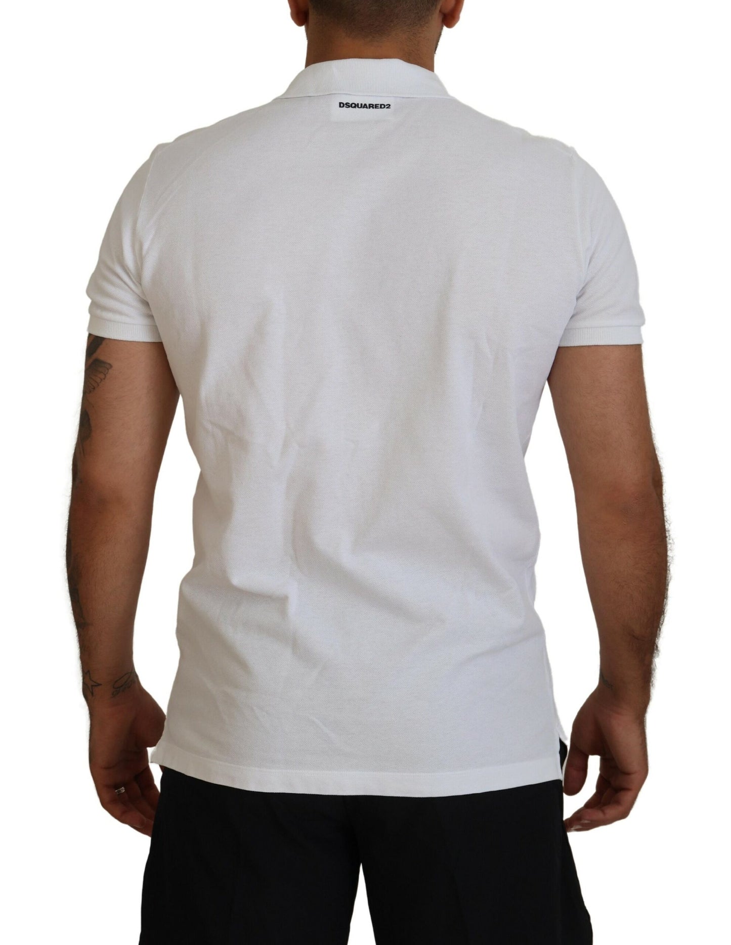 Dsquared² White Cotton Short Sleeves Collared T-shirt