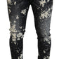 Dsquared² Gray Wash White Splash Print Skinny Denim Jeans