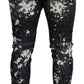 Dsquared² Gray Wash White Splash Print Skinny Denim Jeans