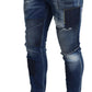 Dsquared² Blue Washed Patchwork Skinny Men Denim Jeans