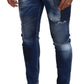 Dsquared² Blue Washed Patchwork Skinny Men Denim Jeans