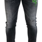 Dsquared² Gray Washed Green Print Skinny Casual Denim Jeans