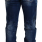 Dsquared² Blue Washed Patchwork Straight Fit Denim Jeans