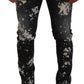 Dsquared² Black Washed White Color Splash Casual Denim Jeans