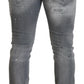 Dsquared² Gray Washed Cotton Slim Fit Casual Men Denim Jeans