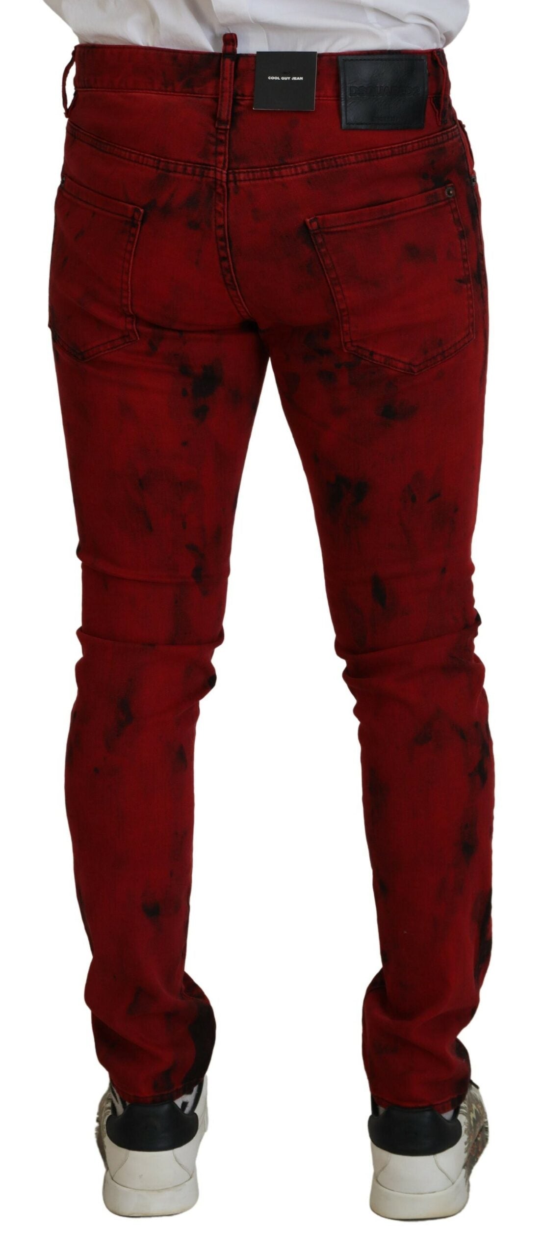 Dsquared² Red Cotton Tie Dye Skinny Casual Men Denim Jeans