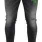 Dsquared² Gray Washed Green Print Skinny Casual Denim Jeans