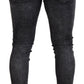 Dsquared² Gray Washed Green Print Skinny Casual Denim Jeans