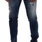 Dsquared² Blue Washed Cotton Tattered Skinny Denim Jeans