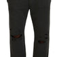 Dsquared² Dark Gray Cotton Men Casual Tattered Pants