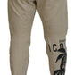 Dsquared² Beige Cotton Printed Leg Men Casual Pants