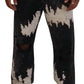 Dsquared² Gray Washed Tie Dye Tattered Men Pants