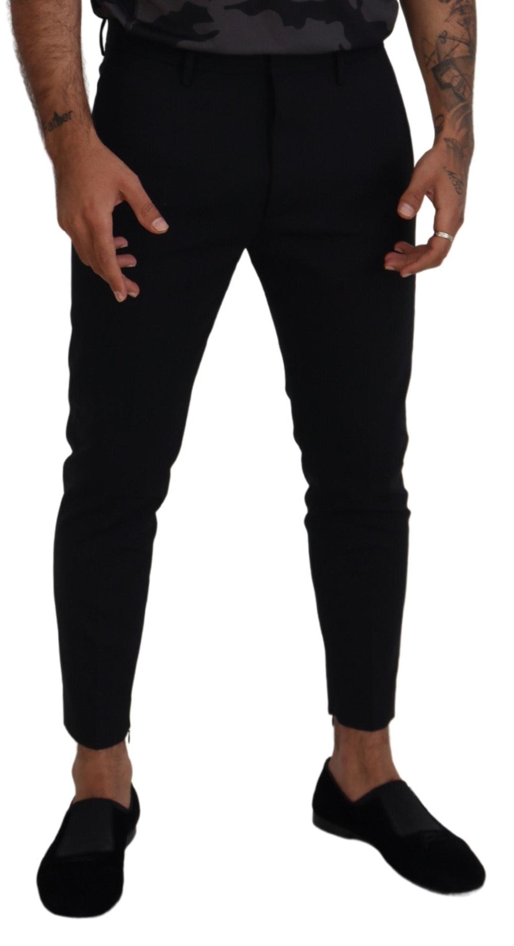 Dsquared² Black Wool Tapered Slim Fit Men Pants