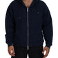 Dsquared² Blue Cotton Hooded Full Zip Men Jacket Sweater