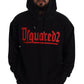 Dsquared² Black Cotton Hooded Printed Men Pullover Sweater