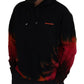 Dsquared² Black Red Cotton Hooded Tie Dye Pullover Sweater