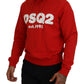 Dsquared² Red Cotton Hooded Printed Men Pullover Sweater