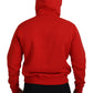 Dsquared² Red Cotton Hooded Printed Men Pullover Sweater