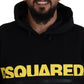 Dsquared² Black Cotton Hooded Printed Pullover Sweater