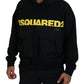 Dsquared² Black Cotton Hooded Printed Pullover Sweater