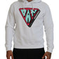 Dsquared² White Cotton Hooded Printed Pullover Sweater