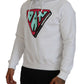 Dsquared² White Cotton Hooded Printed Pullover Sweater