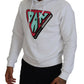 Dsquared² White Cotton Hooded Printed Pullover Sweater