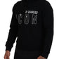 Dsquared² Black Cotton Hooded Printed Men Pullover Sweater