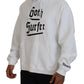 Dsquared² White Cotton Hooded Printed Men Pullover Sweater